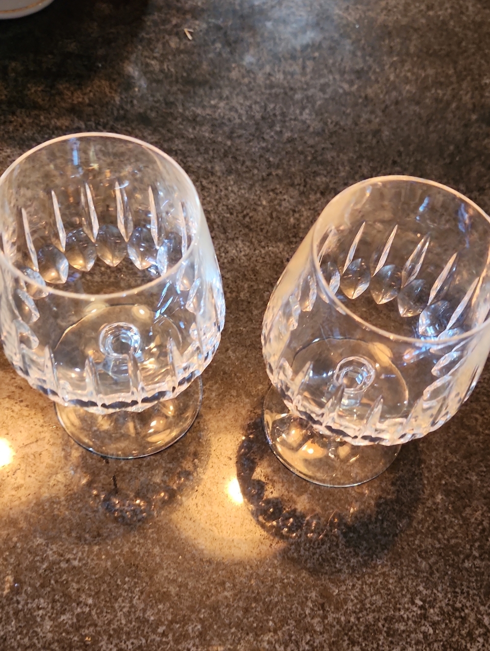 Cut-Pattern Clear Crystal-Style Brandy Glasses - Set of 2